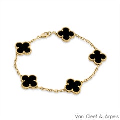 Van Cleef & Arpels Oro Amarillo Onyx Pulsera Vintage Alhambra 5 Motivos VCARA41300