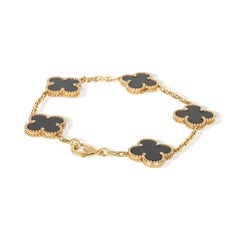 Van Cleef & Arpels Yellow Gold Onyx Vintage Alhambra Bracelet