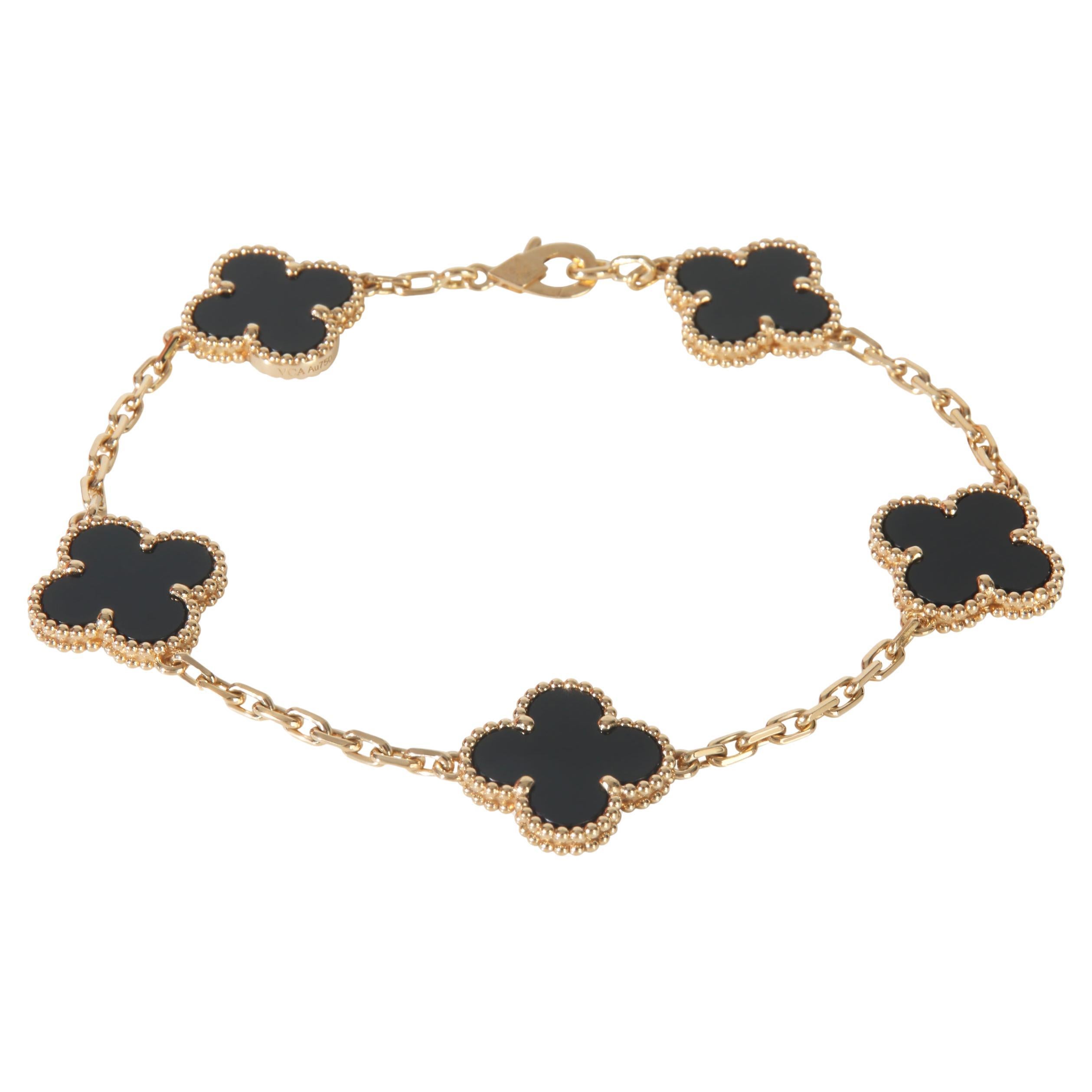 Van Cleef 
Arpels Yellow Gold Onyx Vintage Alhambra Bracelet