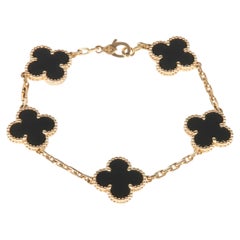 Van Cleef & Arpels Bracciale Alhambra d'epoca in oro giallo e onice