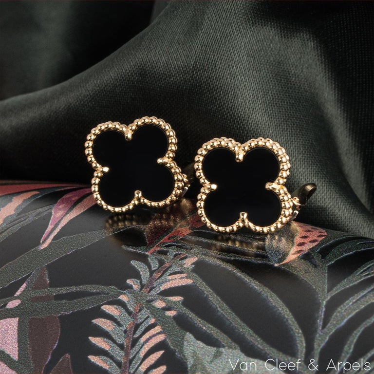 Yellow Gold Van Cleef Onyx Earrings Van Cleef And Arpels Yellow
