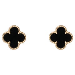 Van Cleef & Arpels, boucles d'oreilles Alhambra vintage en or jaune et onyx VCARA44200