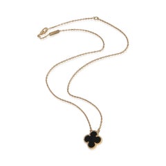 Van Cleef & Arpels Yellow Gold Onyx Vintage Alhambra Pendant