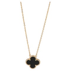 Van Cleef & Arpels Yellow Gold Onyx Vintage Alhambra Pendant