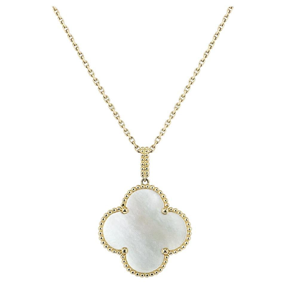 Van Cleef & Arpels Sweet Alhambra Mother of Pearl 18K Yellow Gold Necklace  Van Cleef & Arpels | TLC