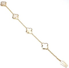 Van Cleef & Arpels Yellow Gold Pure Alhambra Motifs Bracelet, Mother of Pearl