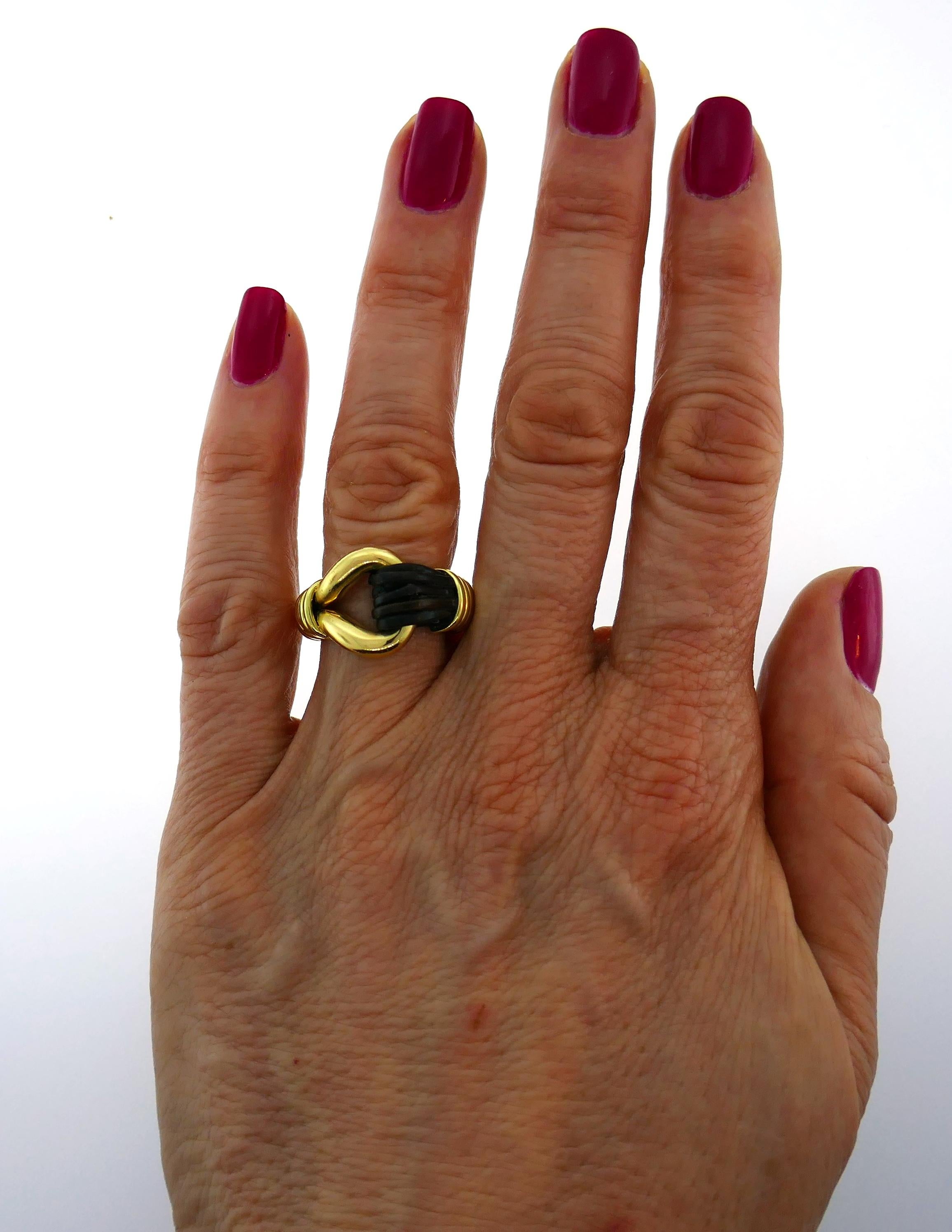 Elegant and understated cocktail ring created by Van Cleef & Arpels in the 1970s. 
Made of 18k yellow gold. Size 6. 
Top part of the ring measures 3/4 x 1/2 inch (1.8 x 1.4 cm). Weight 13.3 grams.
Stamped with Van Cleef & Arpels maker's mark, a