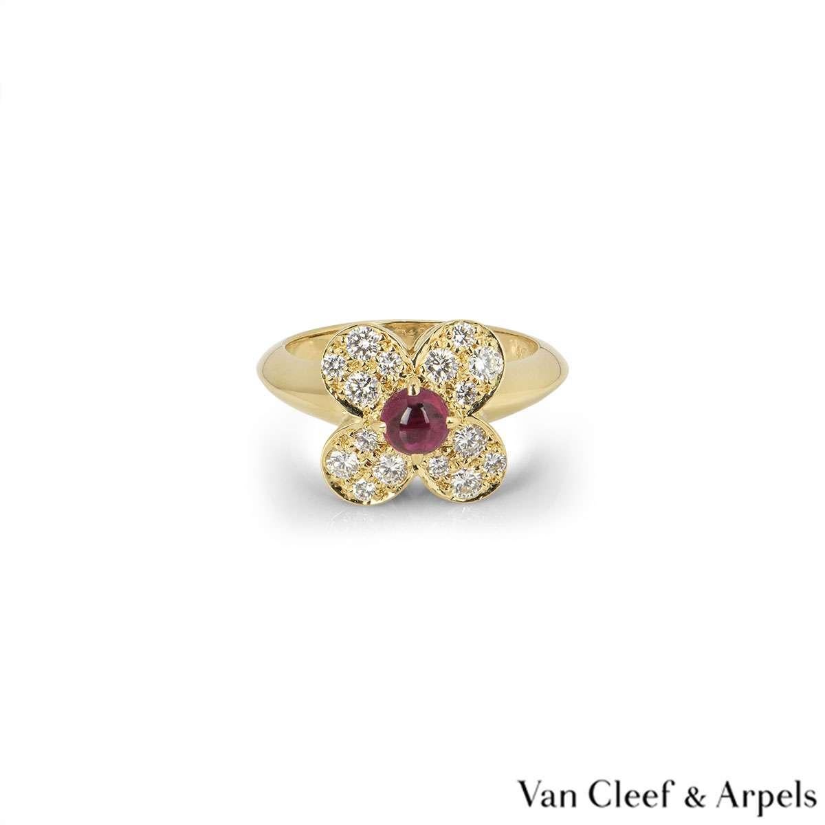van cleef ruby and diamond flower ring
