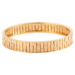 Used Van Cleef 
Arpels Yellow Gold Three-Row Square Pattern Bangle Bracelet