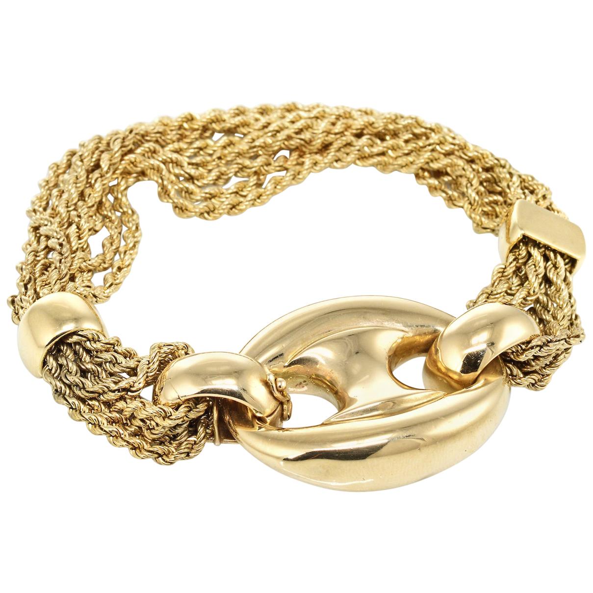Van Cleef & Arpels Yellow Gold Very Rare Vintage Multi Rope Chain Bracelet