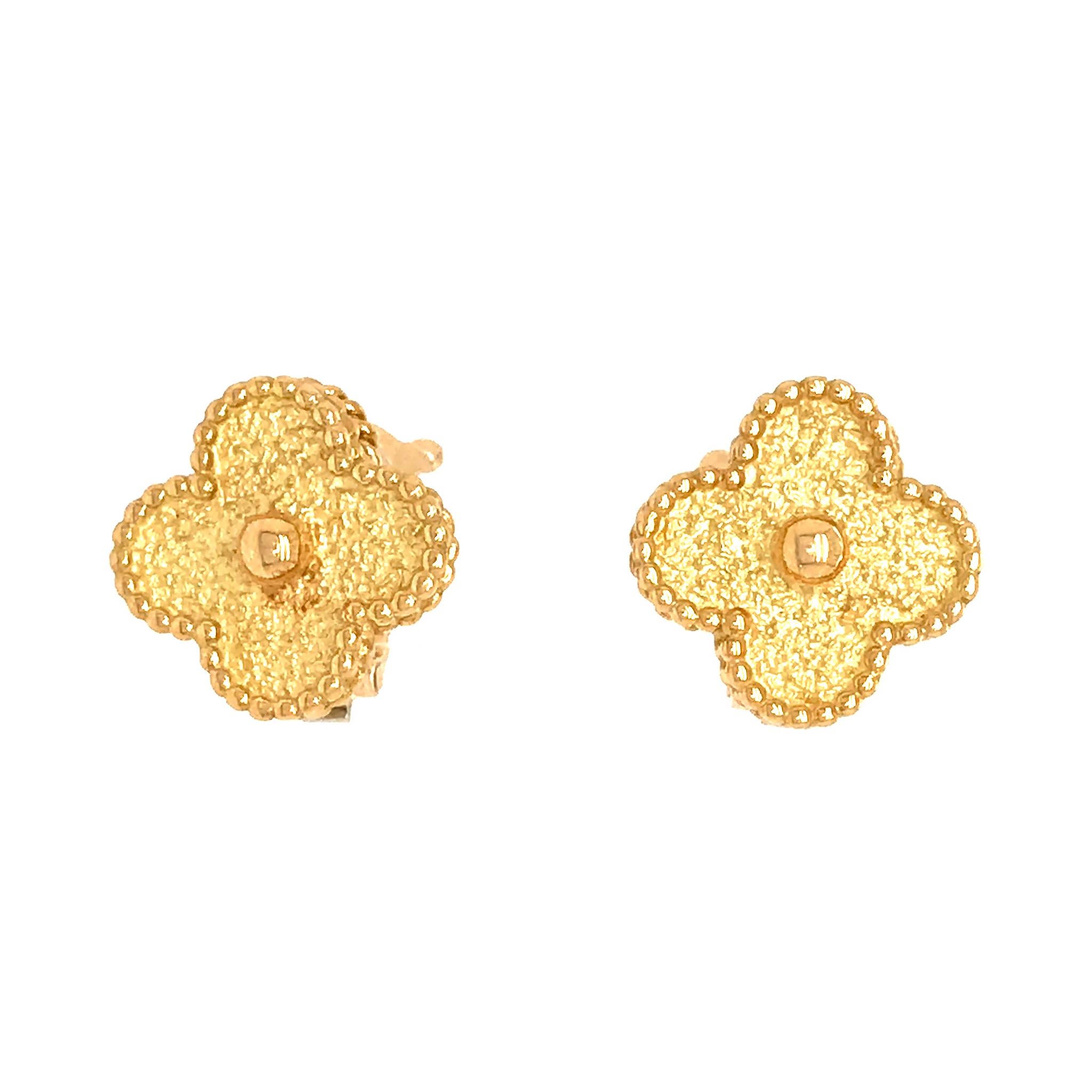 Van Cleef & Arpels Yellow Gold Vintage Alahambra Clover Clip-On Earrings 1