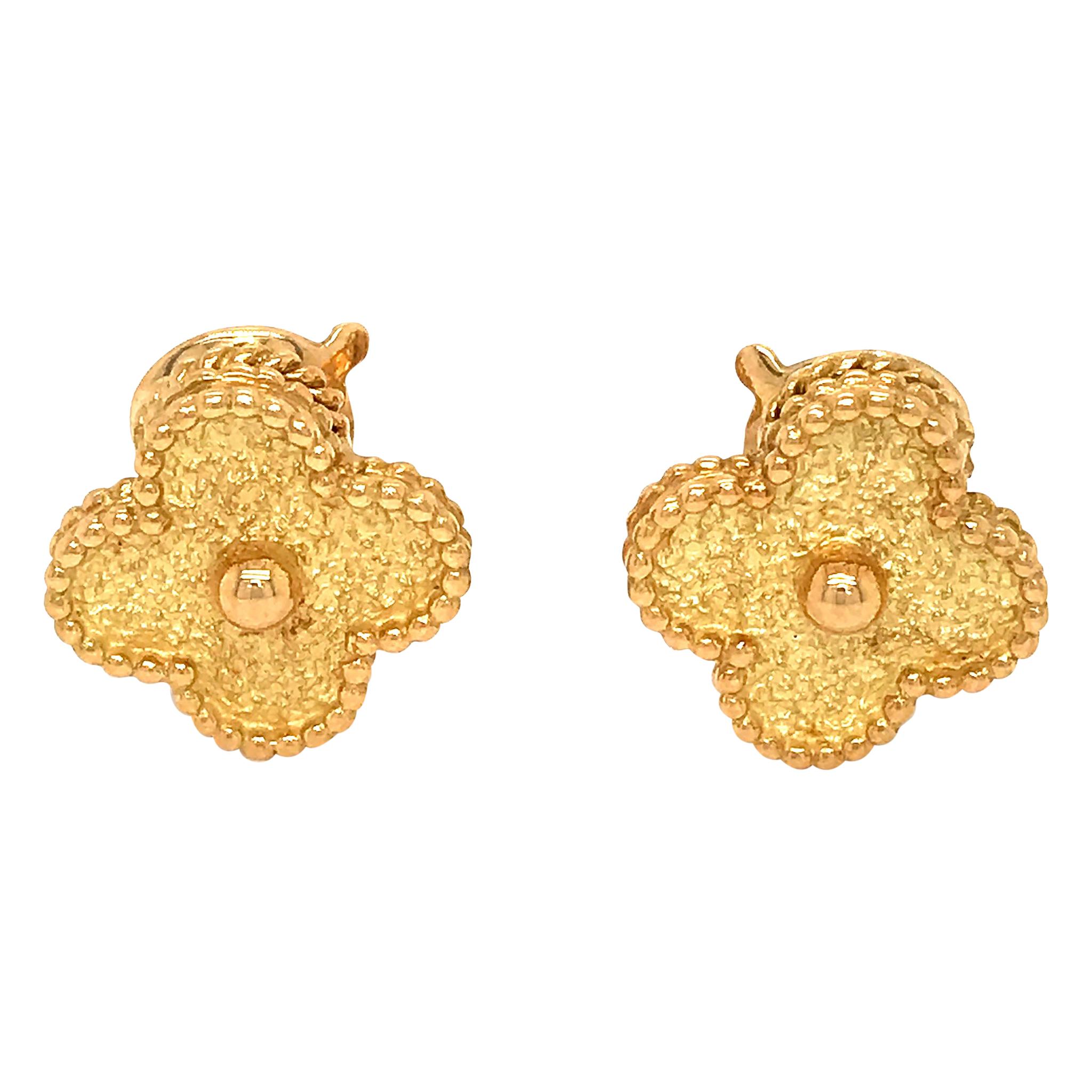 Van Cleef & Arpels Yellow Gold Vintage Alahambra Clover Clip-On Earrings
