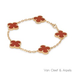 Van Cleef & Arpels Yellow Gold Vintage Alhambra 5 Motif Bracelet VCARD35500