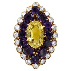 Van Cleef & Arpels Yellow Sapphire Amethyst Diamond Vintage Cocktail Ring