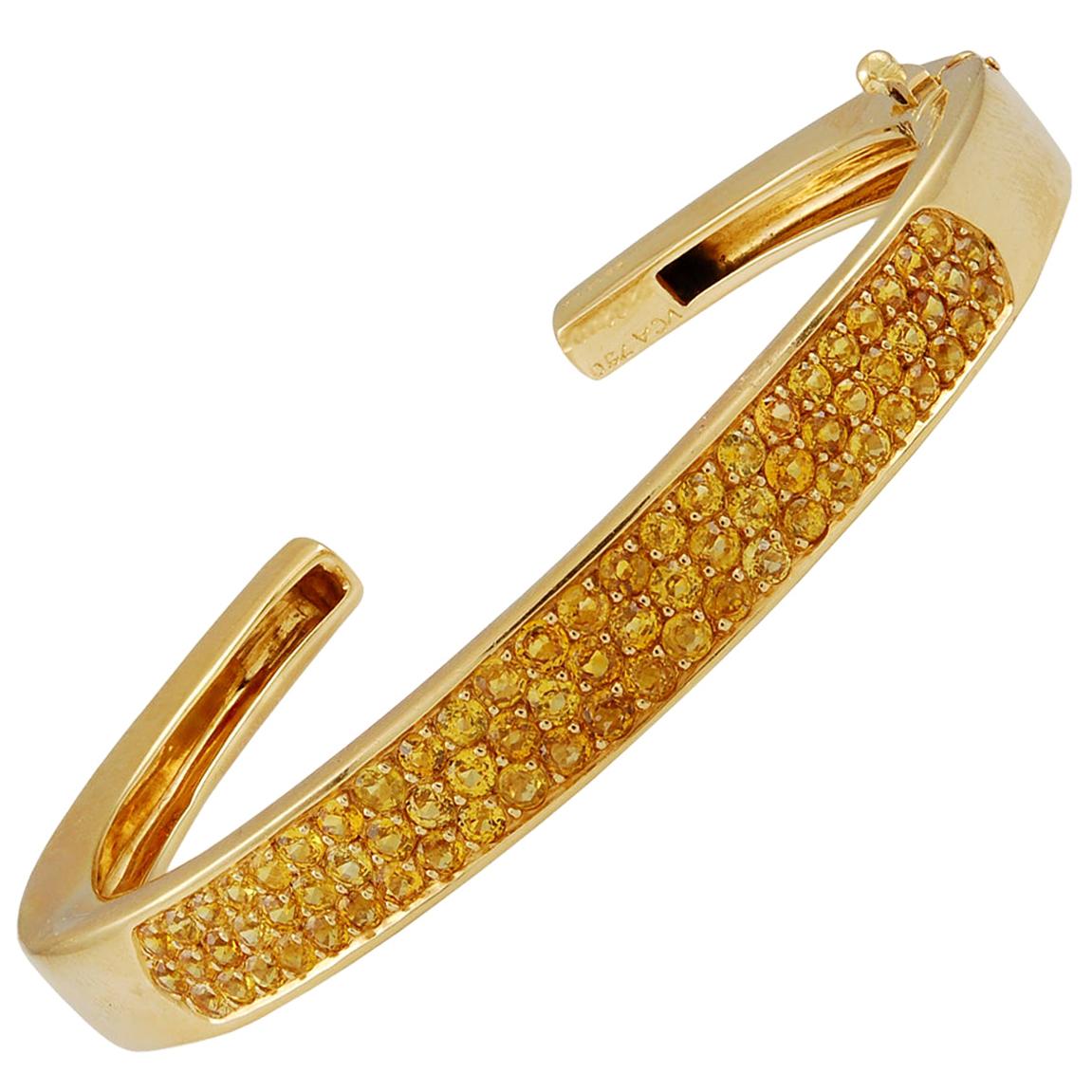 Van Cleef & Arpels Yellow Sapphire Yellow Gold Cuff Bangle Bracelet