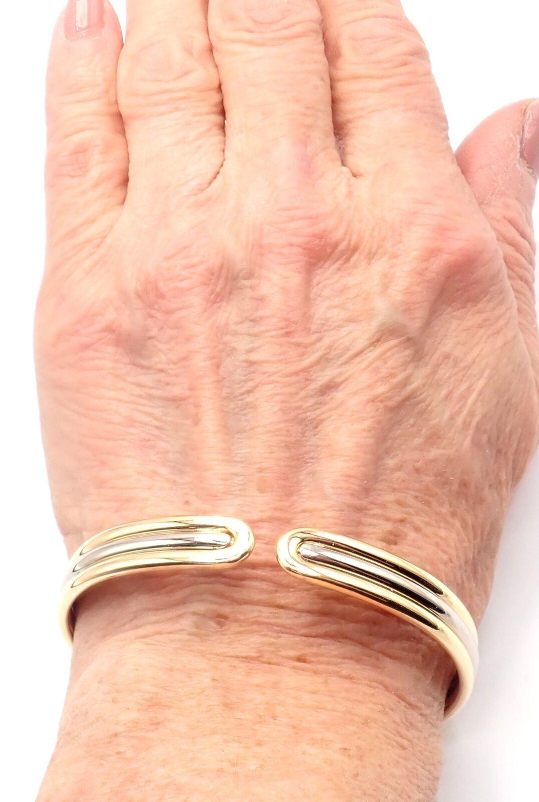 Van Cleef & Arpels Yellow & White Gold Cuff Bangle Bracelet For Sale 8