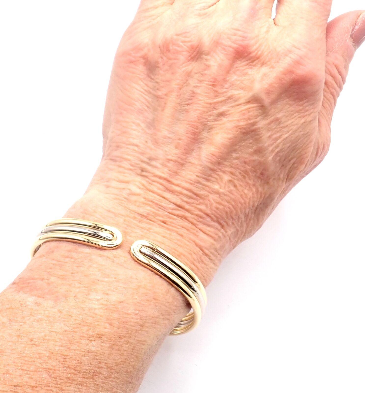 Van Cleef & Arpels Yellow & White Gold Cuff Bangle Bracelet For Sale 9