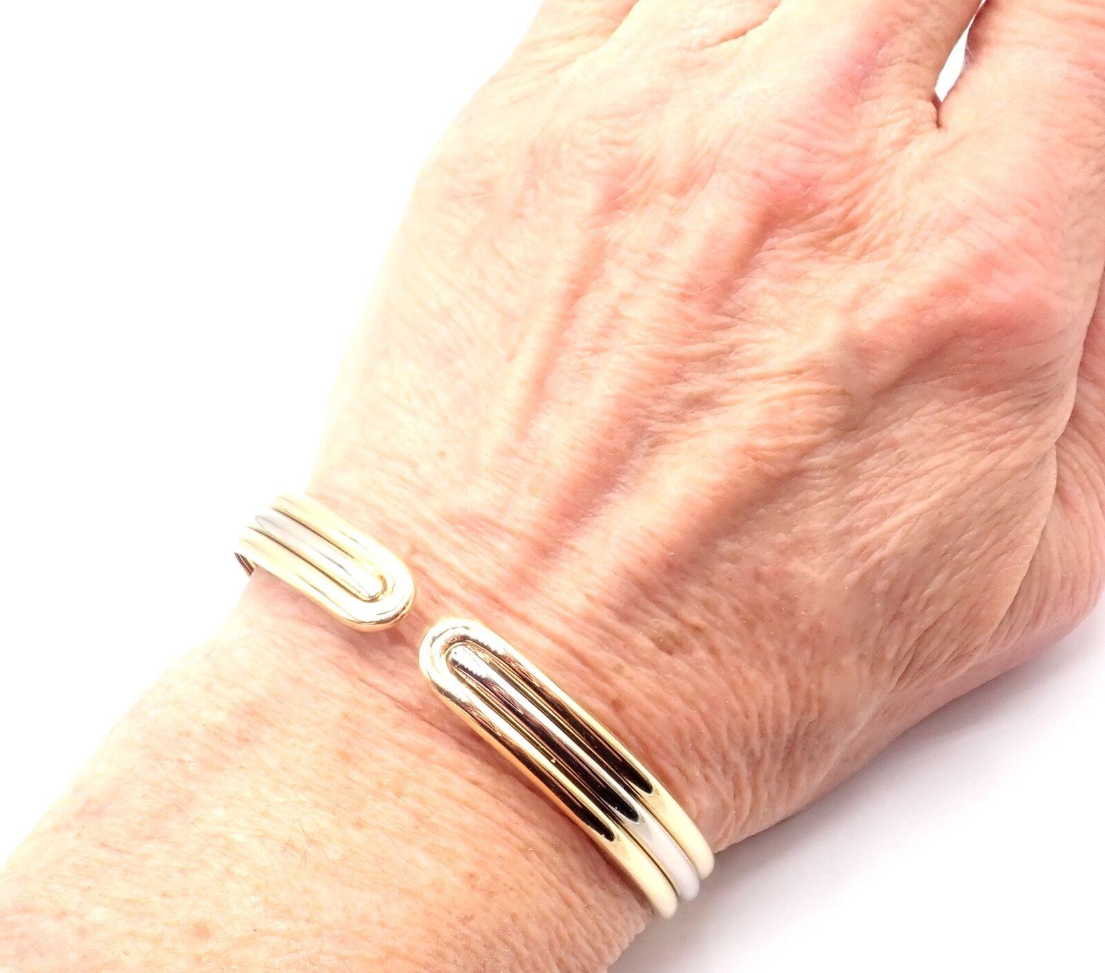 Van Cleef & Arpels Yellow & White Gold Cuff Bangle Bracelet For Sale 9