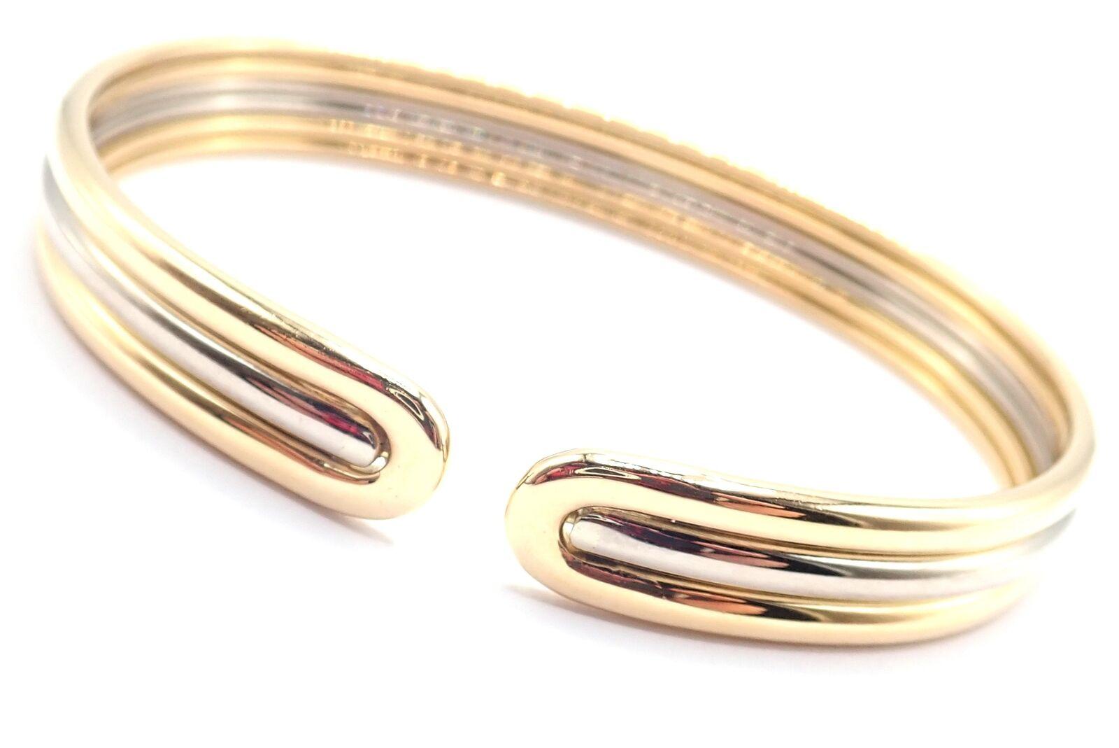 Women's or Men's Van Cleef & Arpels Yellow & White Gold Cuff Bangle Bracelet For Sale