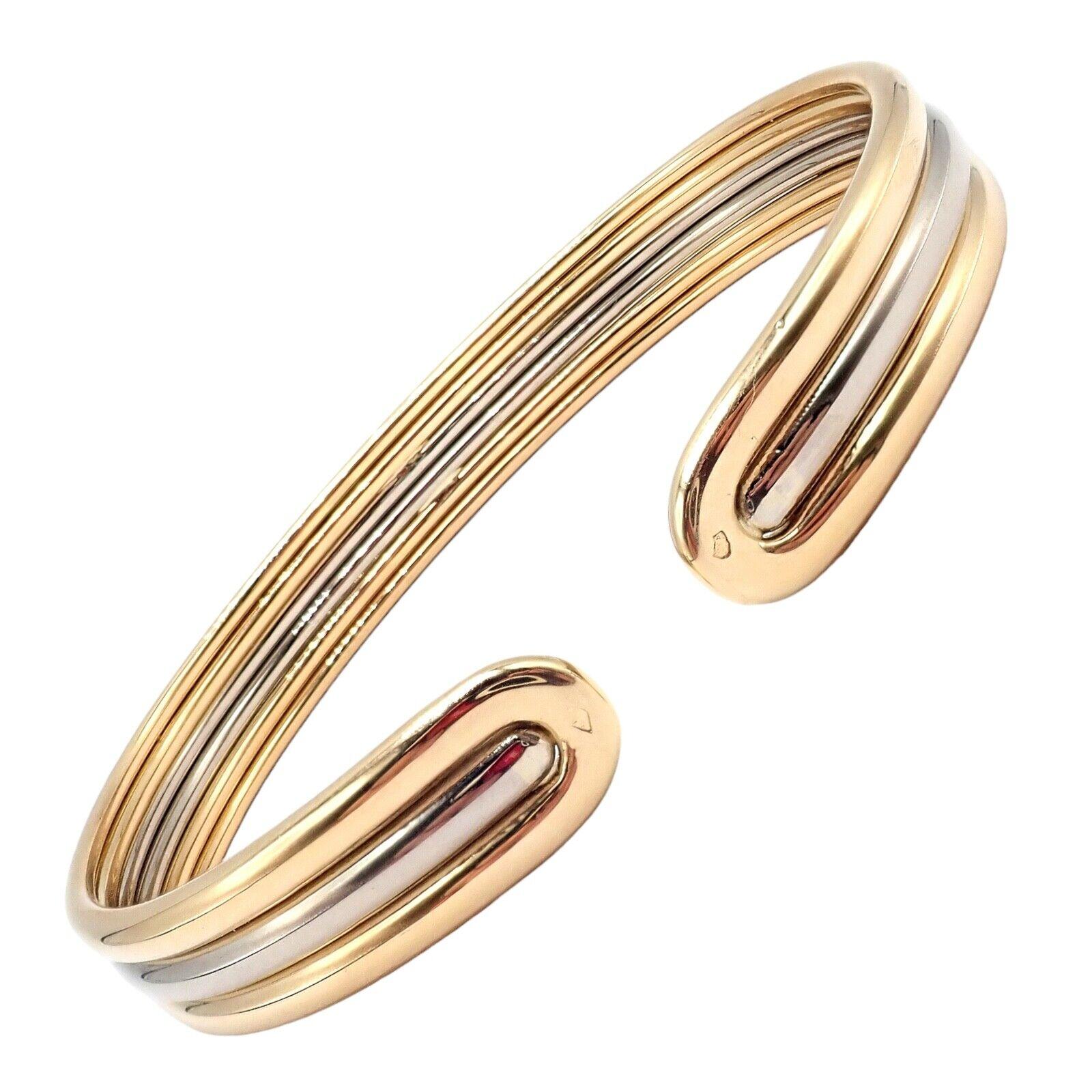 Women's or Men's Van Cleef & Arpels Yellow & White Gold Cuff Bangle Bracelet For Sale