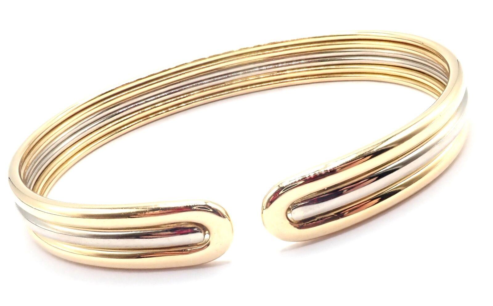 Van Cleef & Arpels Yellow & White Gold Cuff Bangle Bracelet For Sale 1