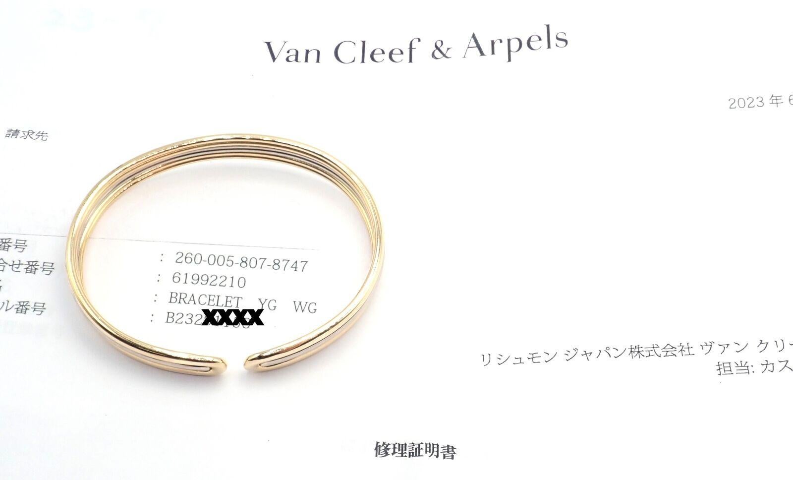 Van Cleef & Arpels Yellow & White Gold Cuff Bangle Bracelet For Sale 3