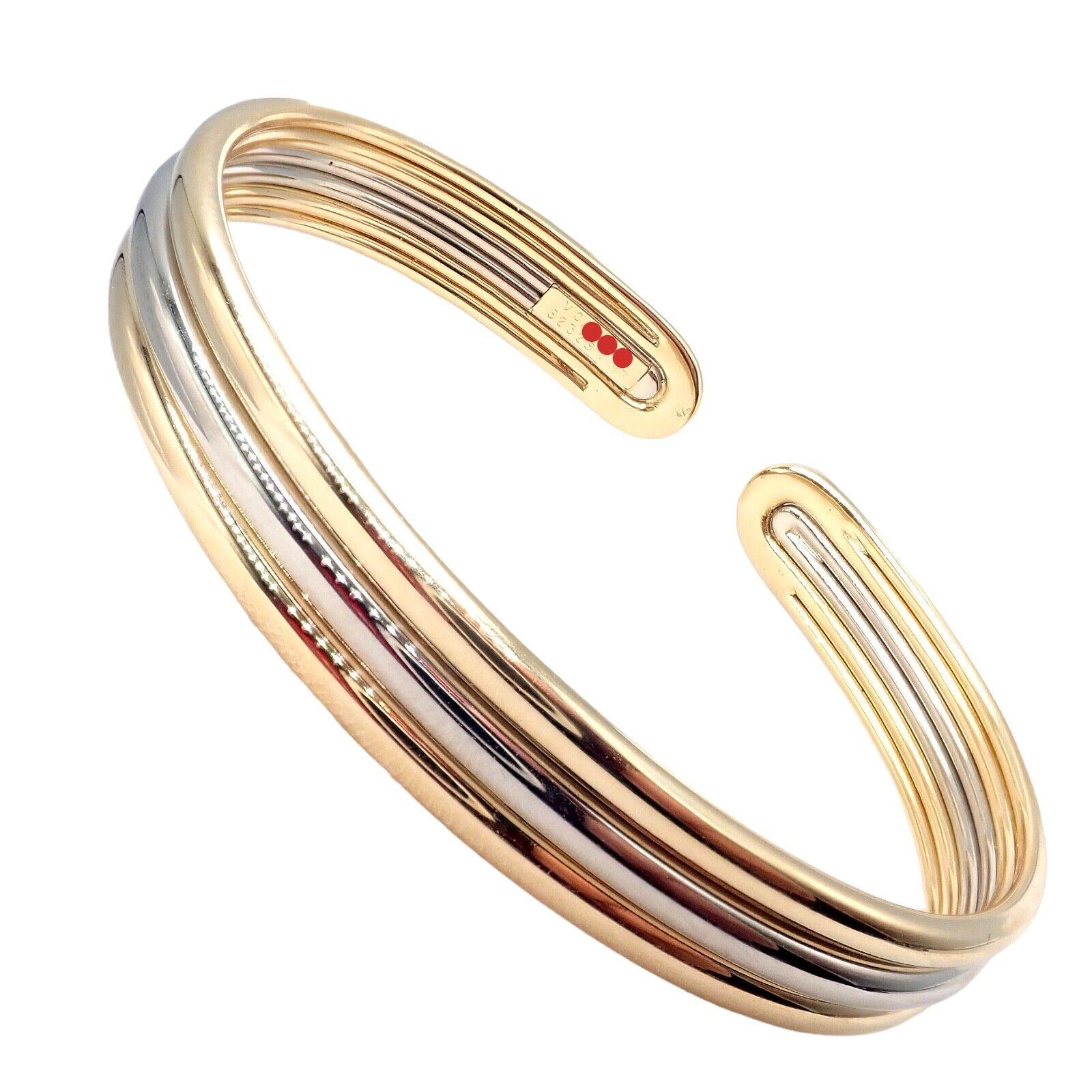 Van Cleef & Arpels Yellow & White Gold Cuff Bangle Bracelet For Sale 4