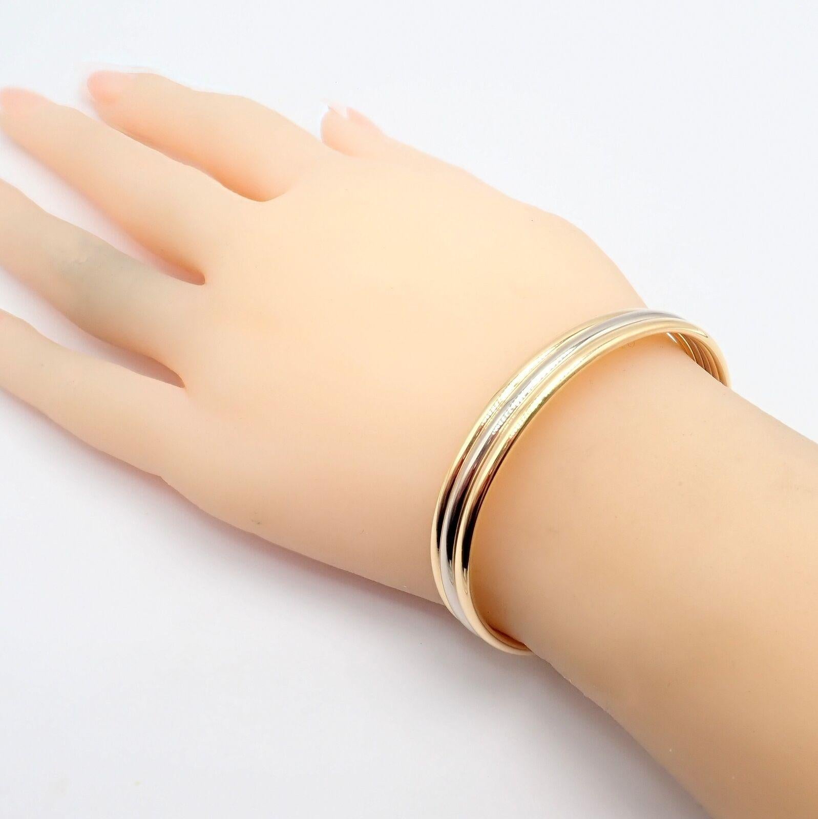 Van Cleef & Arpels Yellow & White Gold Cuff Bangle Bracelet For Sale 5