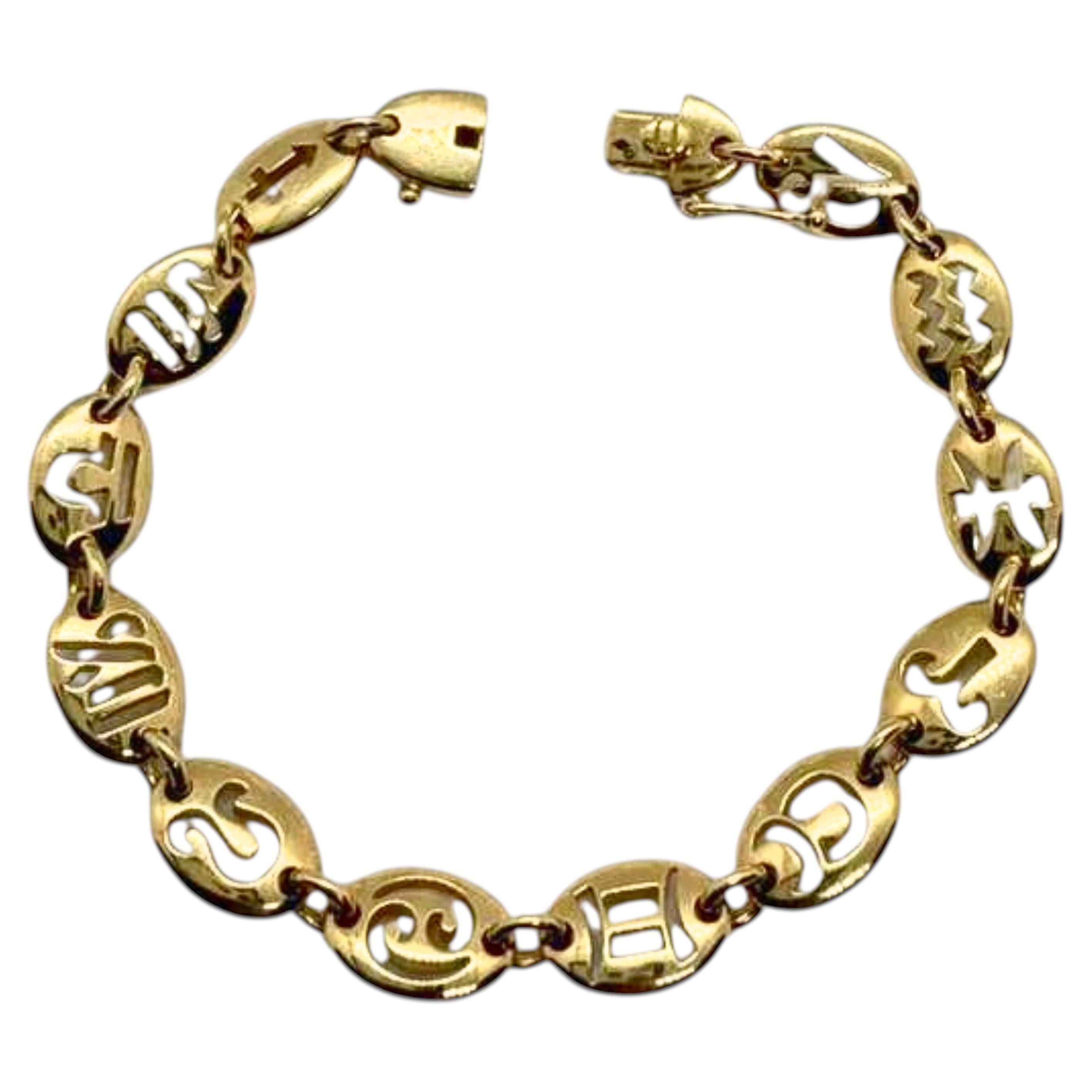 Van Cleef & Arpels Zodiac Star Signs Astrology Vintage 18K Gold Anchor Bracelet