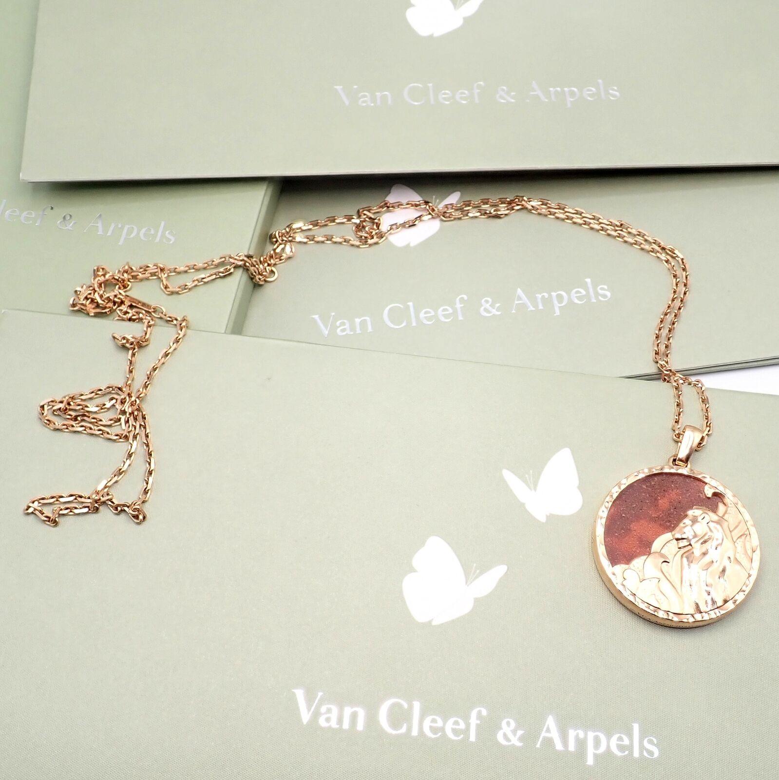Van Cleef & Arpels Zodiaque Leo Red Jasper Rose Gold Pendant Long Necklace 2