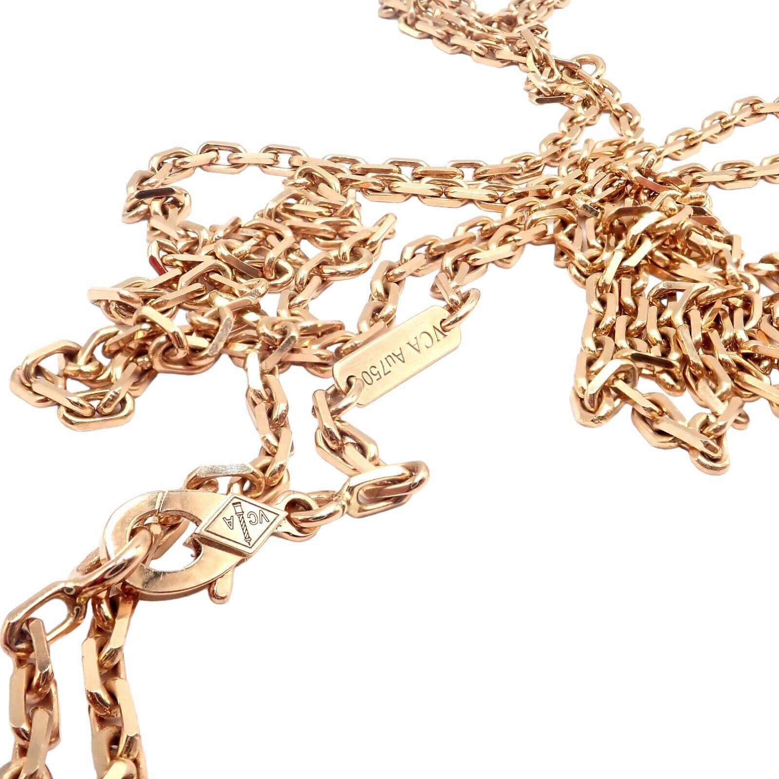 Van Cleef & Arpels Zodiaque Leo Red Jasper Rose Gold Pendant Long Necklace 6