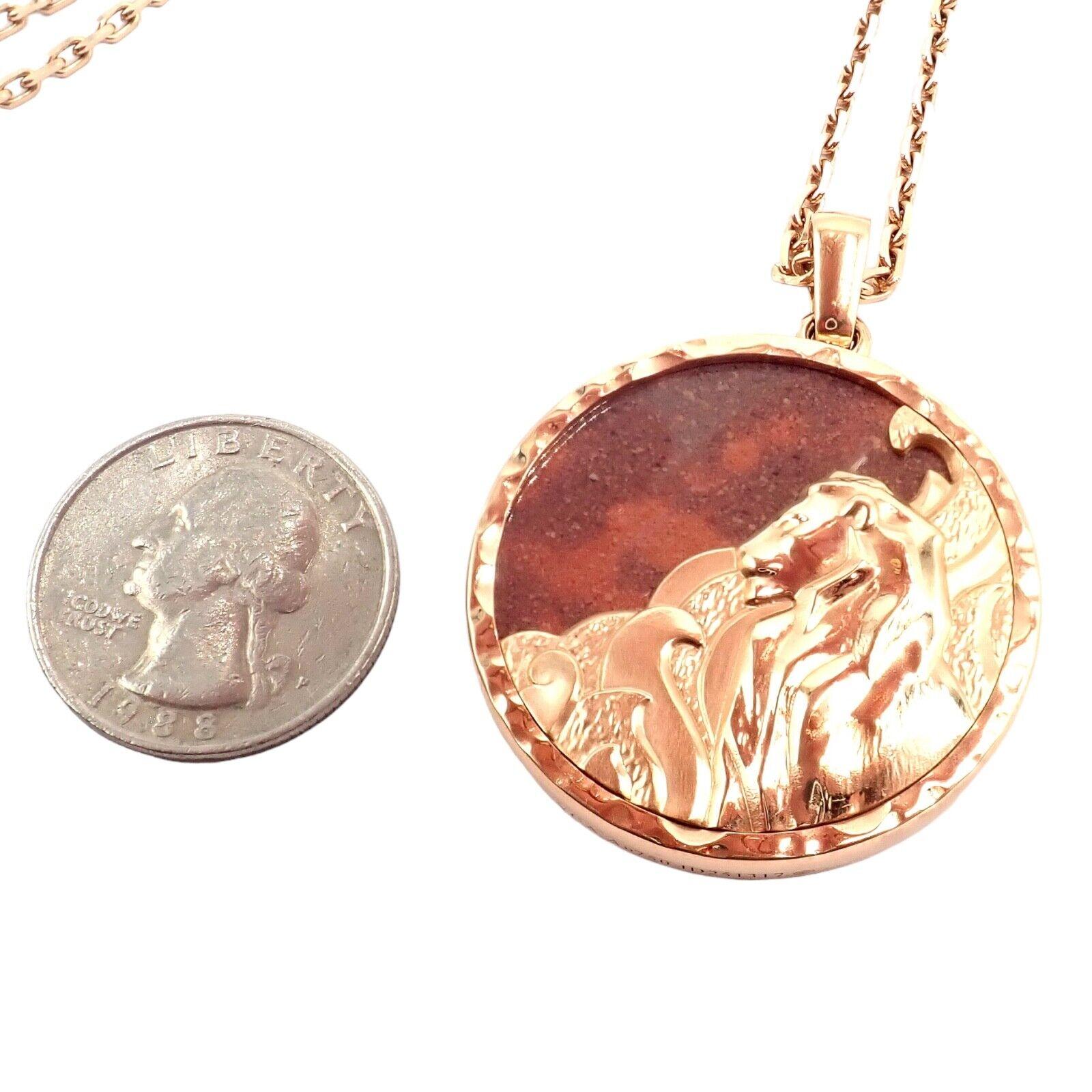 Van Cleef & Arpels Zodiaque Leo Red Jasper Rose Gold Pendant Long Necklace 7