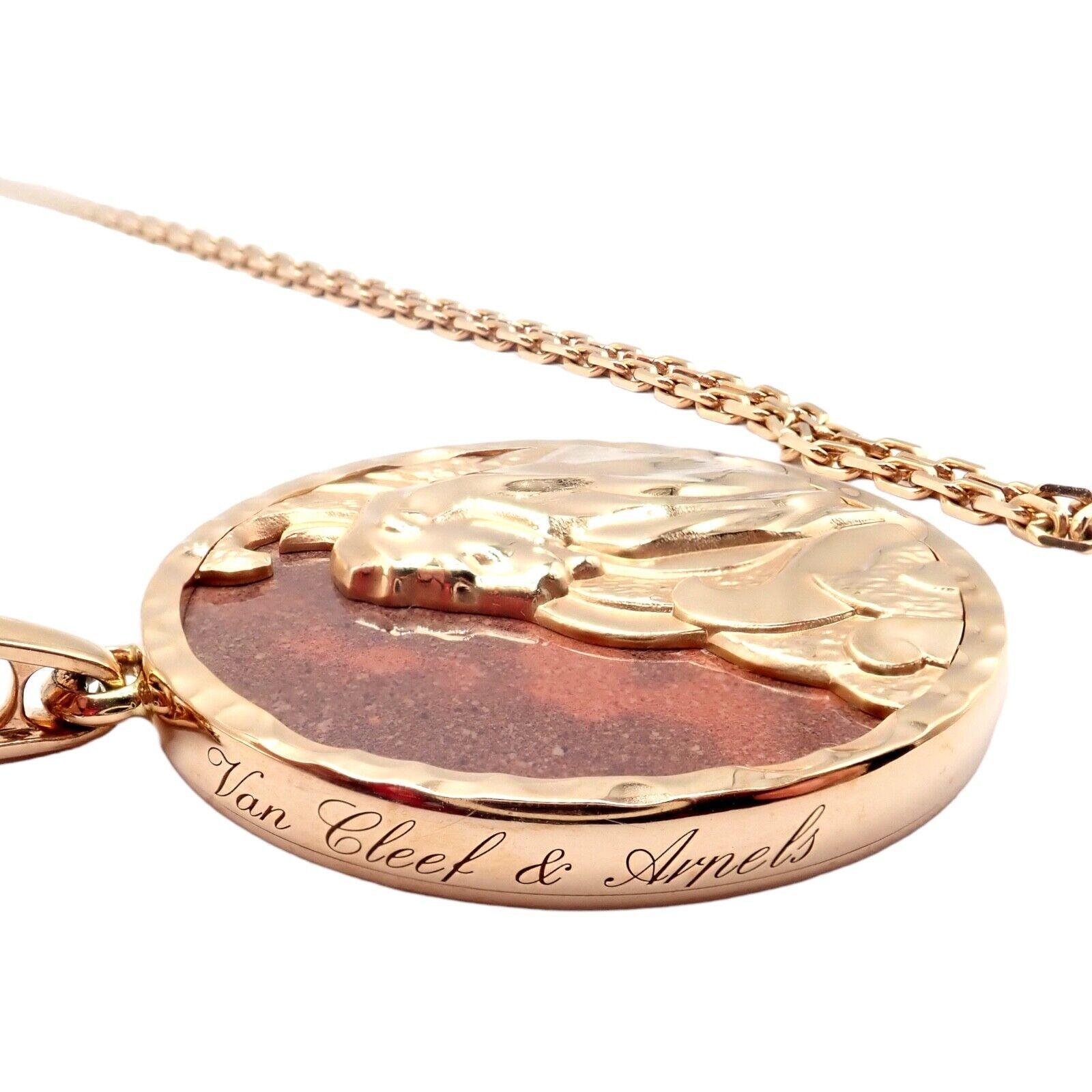 Van Cleef & Arpels Zodiaque Leo Red Jasper Rose Gold Pendant Long Necklace 10