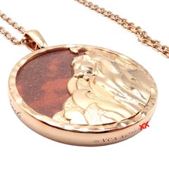 Van Cleef & Arpels Zodiaque Leo Red Jasper Rose Gold Pendant Long Necklace
