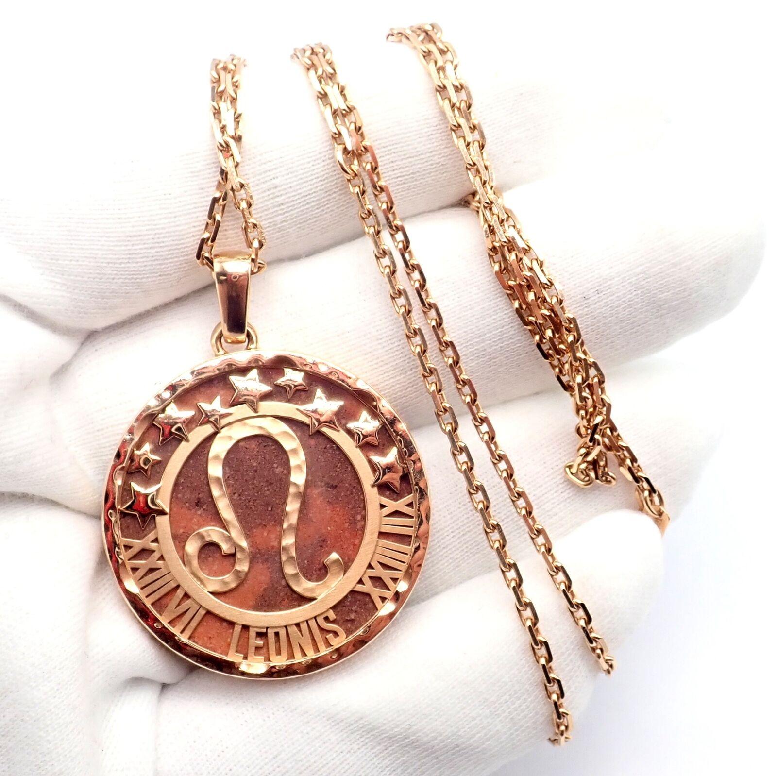 Van Cleef & Arpels Zodiaque Leo Red Jasper Rose Gold Pendant Long Necklace 1