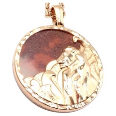 Van Cleef & Arpels Collier long pendentif zodiaque Leo en or rose et jaspe rouge
