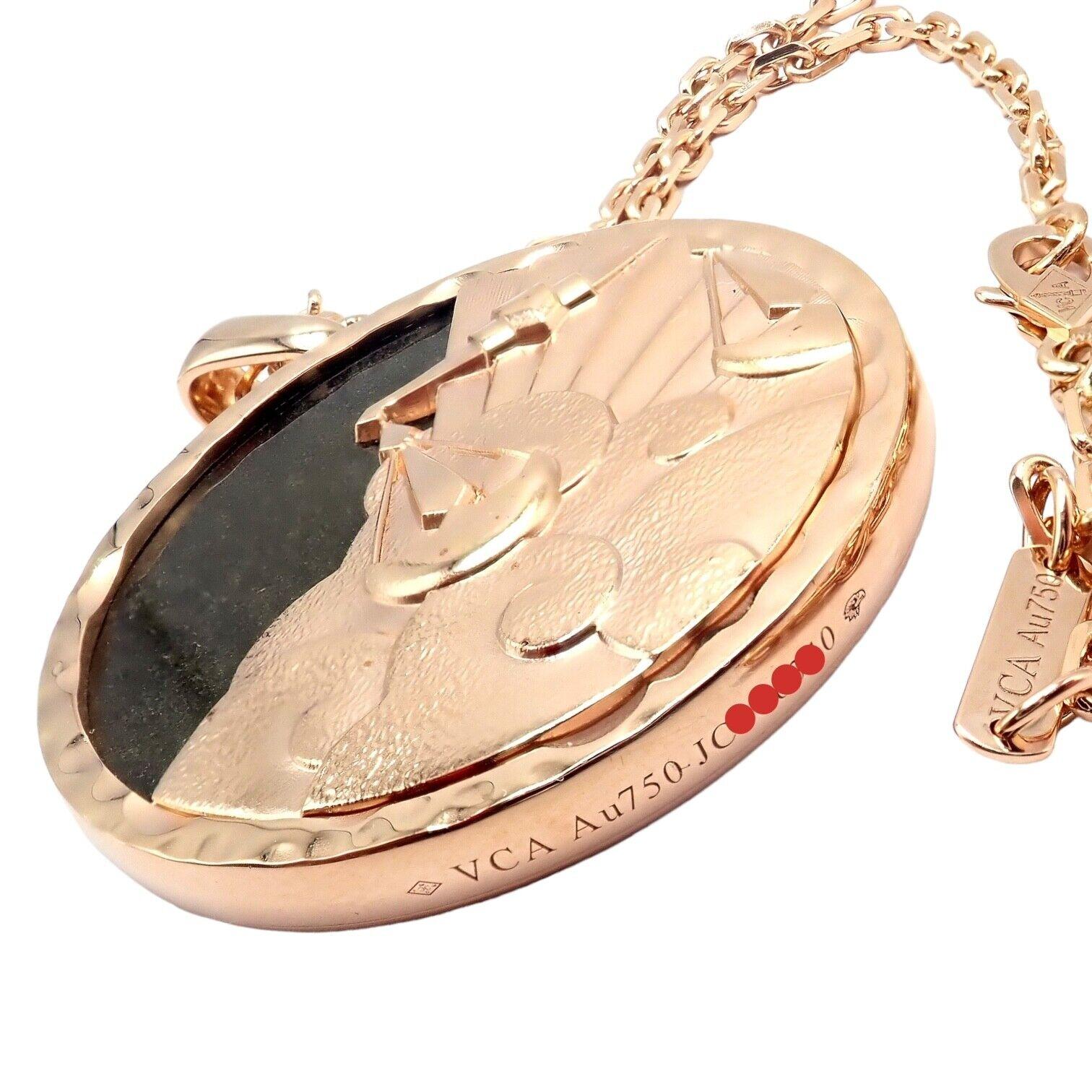 Van Cleef & Arpels Zodiaque Libra Obsidian Rose Gold Pendant Long Necklace For Sale 6