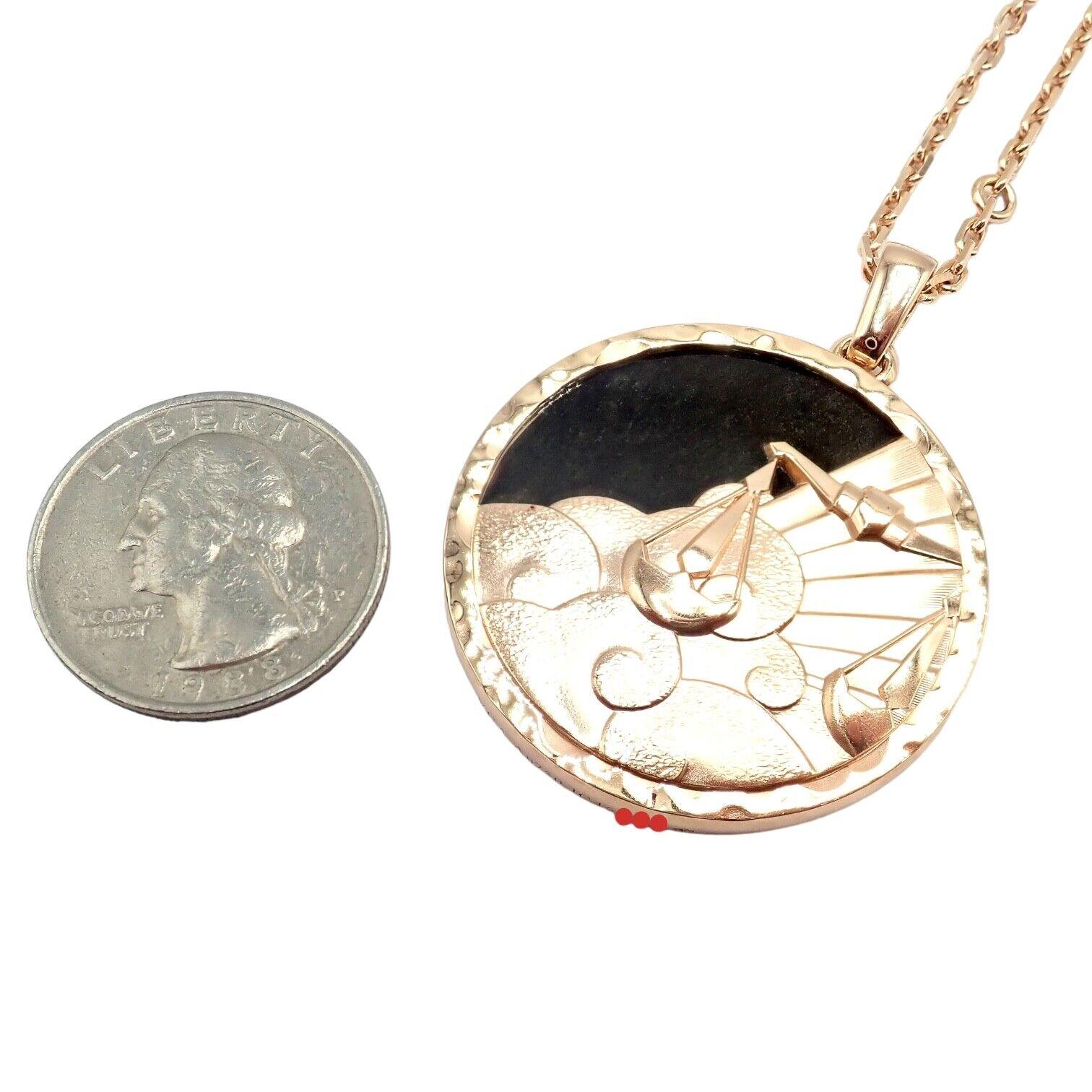 Van Cleef & Arpels Zodiaque Libra Obsidian Rose Gold Pendant Long Necklace For Sale 8