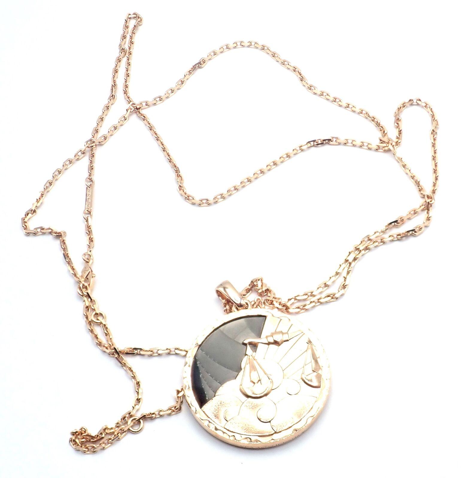 Van Cleef & Arpels Zodiaque Collana lunga con ciondolo in ossidiana e oro rosa in vendita 9