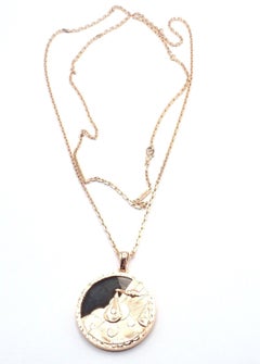 Van Cleef & Arpels Zodiaque Libra Obsidian Rose Gold Pendant Long Necklace
