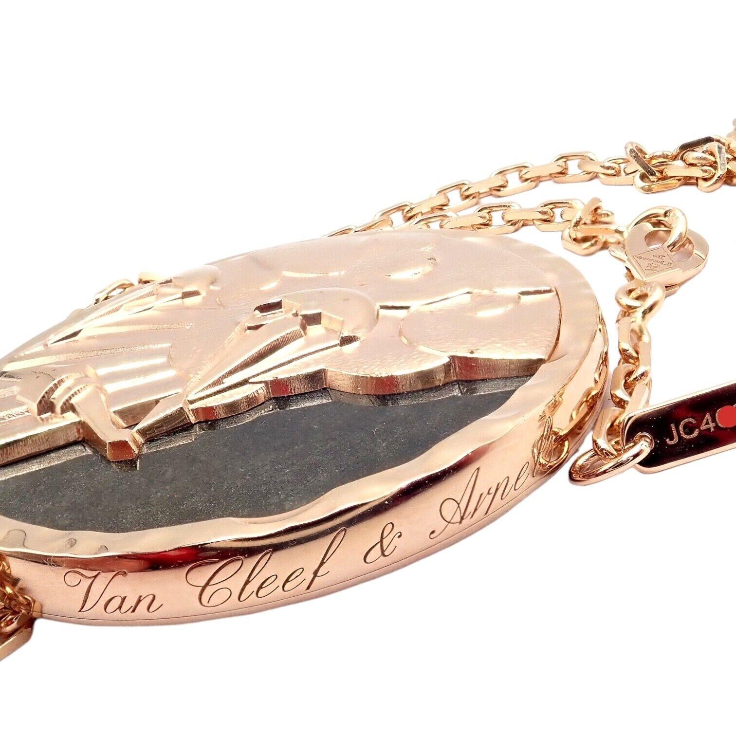 Van Cleef & Arpels Zodiaque Libra Obsidian Rose Gold Pendant Long Necklace For Sale 3