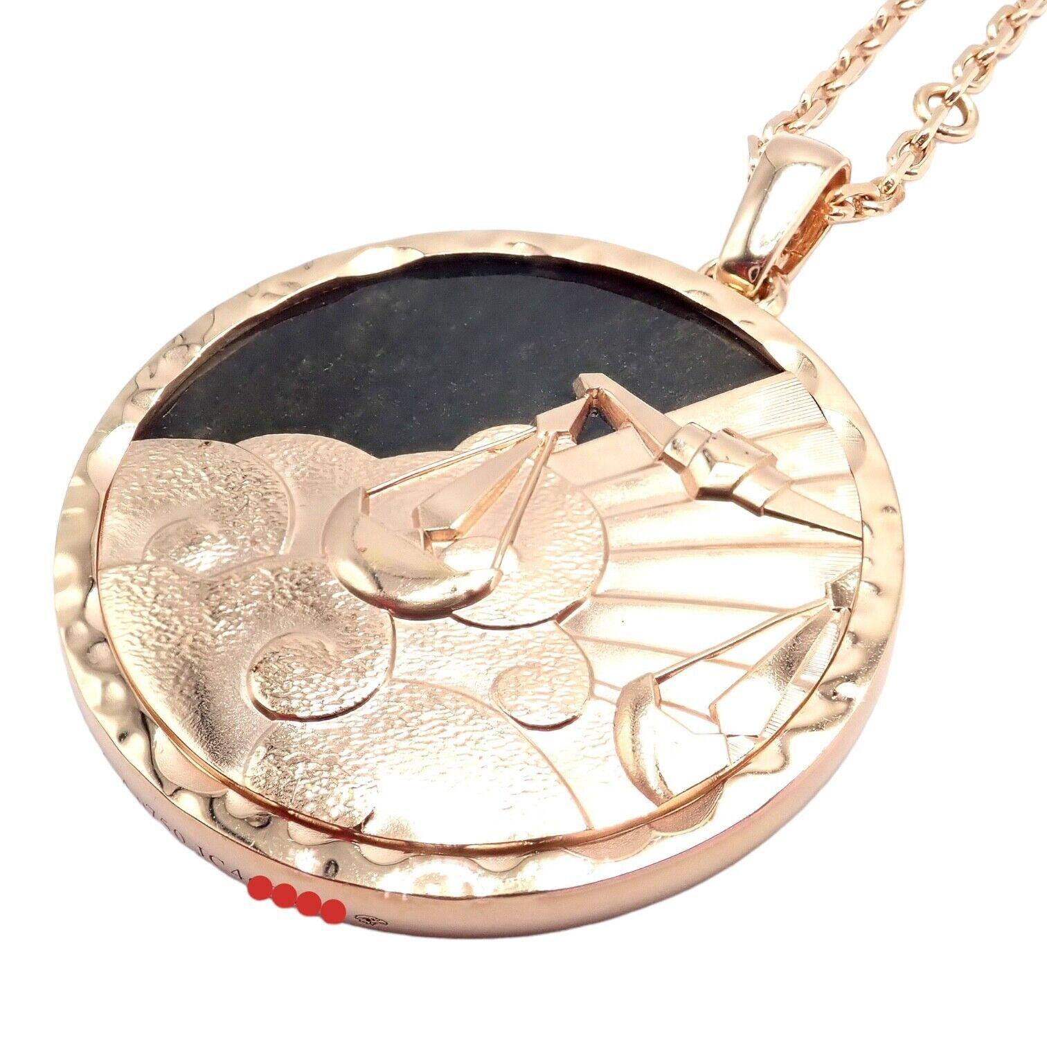 Van Cleef & Arpels Zodiaque Libra Obsidian Rose Gold Pendant Long Necklace For Sale 4