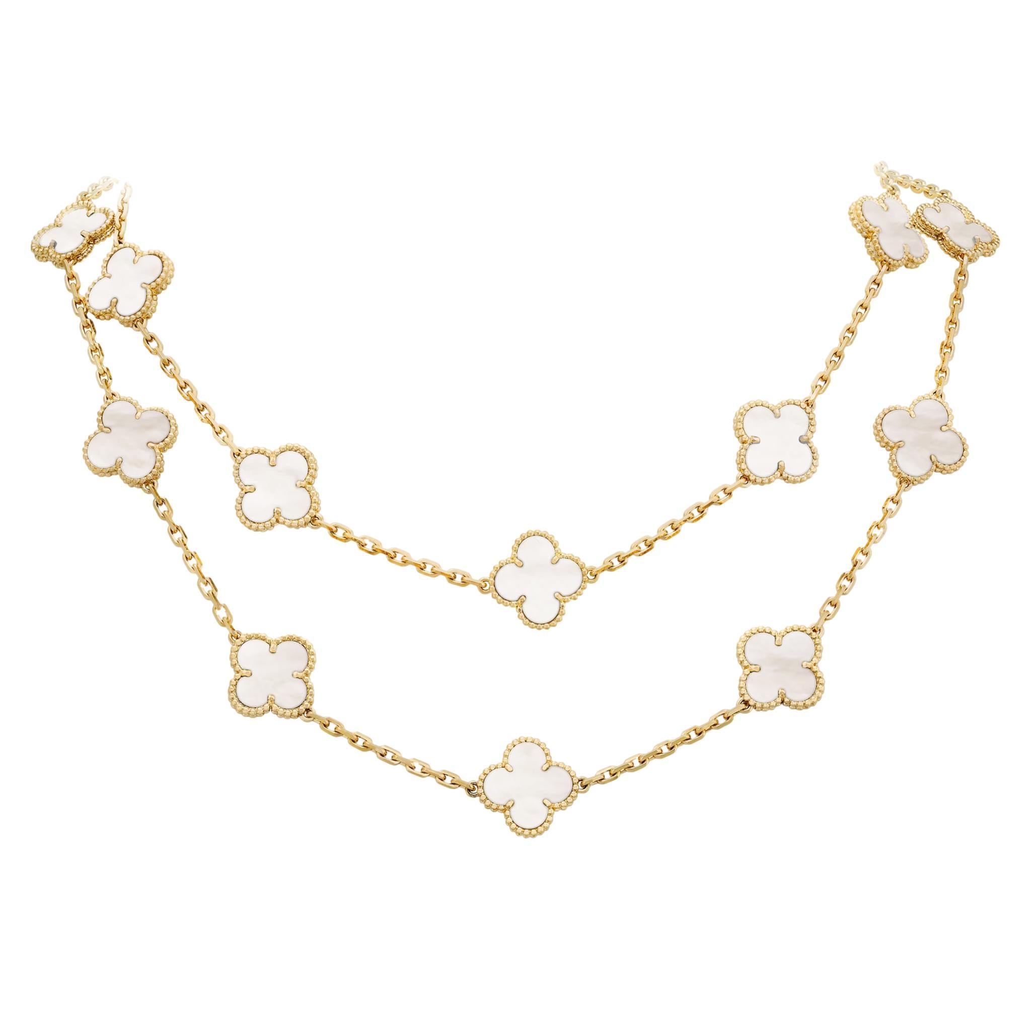 Van Cleef & Arples 20 Motiv Vintage Alhambra 18K Gold & Perlmutt (Gemischter Schliff) im Angebot