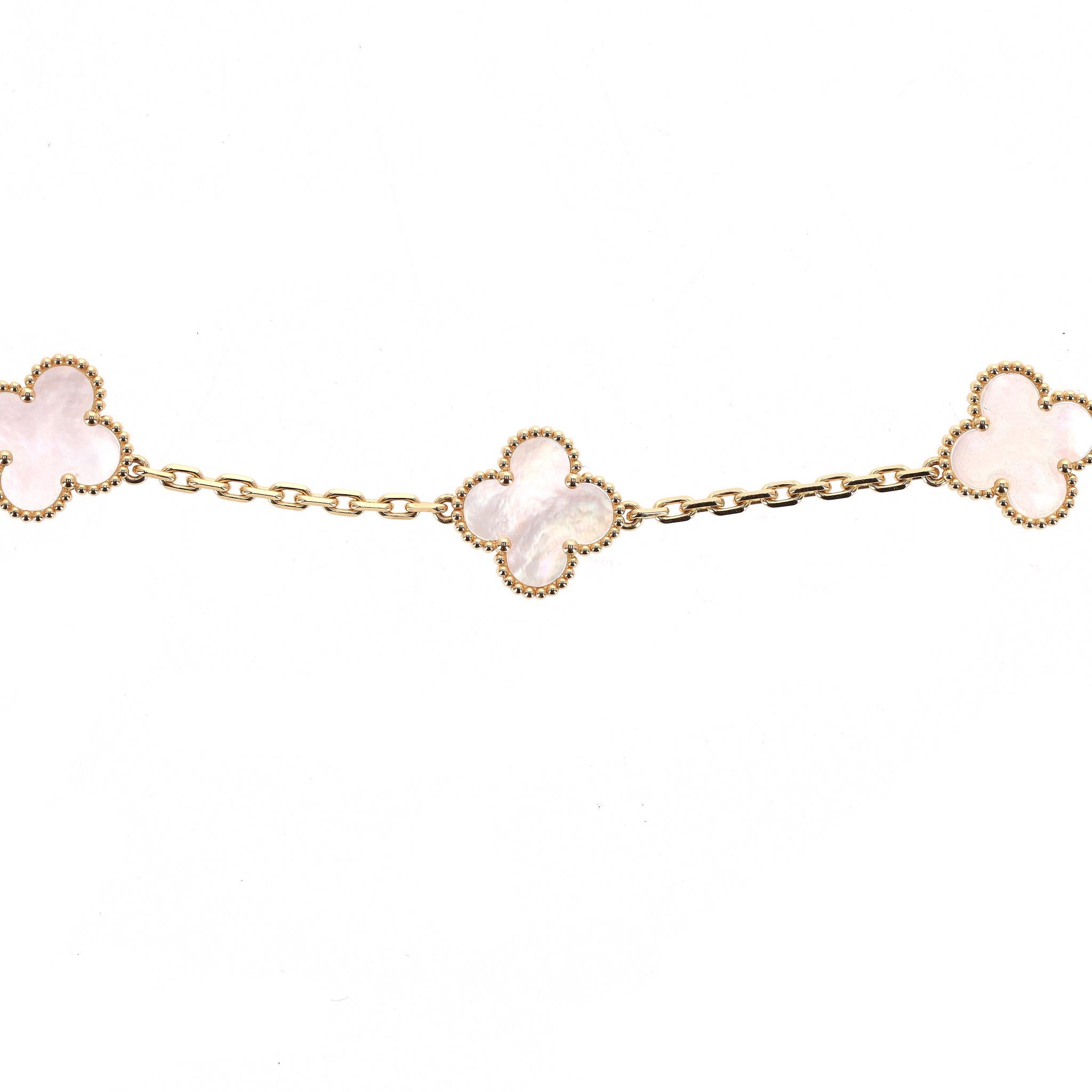 Van Cleef & Arples 20 Motiv Vintage Alhambra 18K Gold & Perlmutt Damen im Angebot