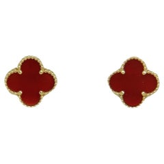 Van Cleef & Arples 2024 18K Gelbgold/Rote Karneol Vintage Alhambra-Ohrringe