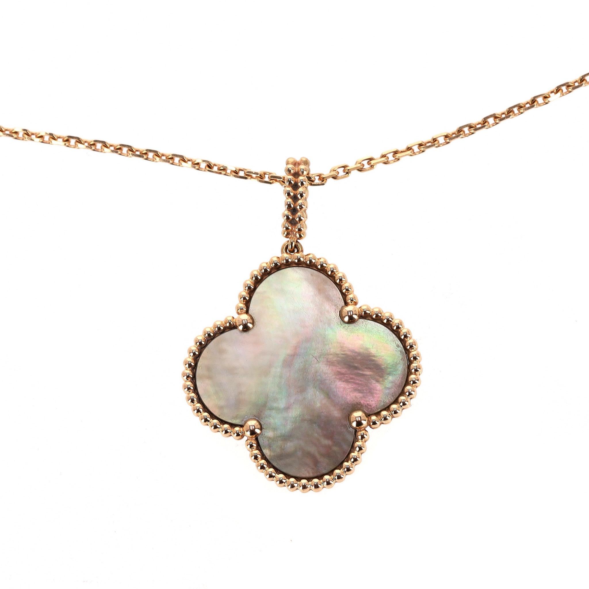 Van Cleef & Arples Magic Alhambra Großes Model No. Motiv 18k Rose Gold Langer Kugelschreiber Damen im Angebot