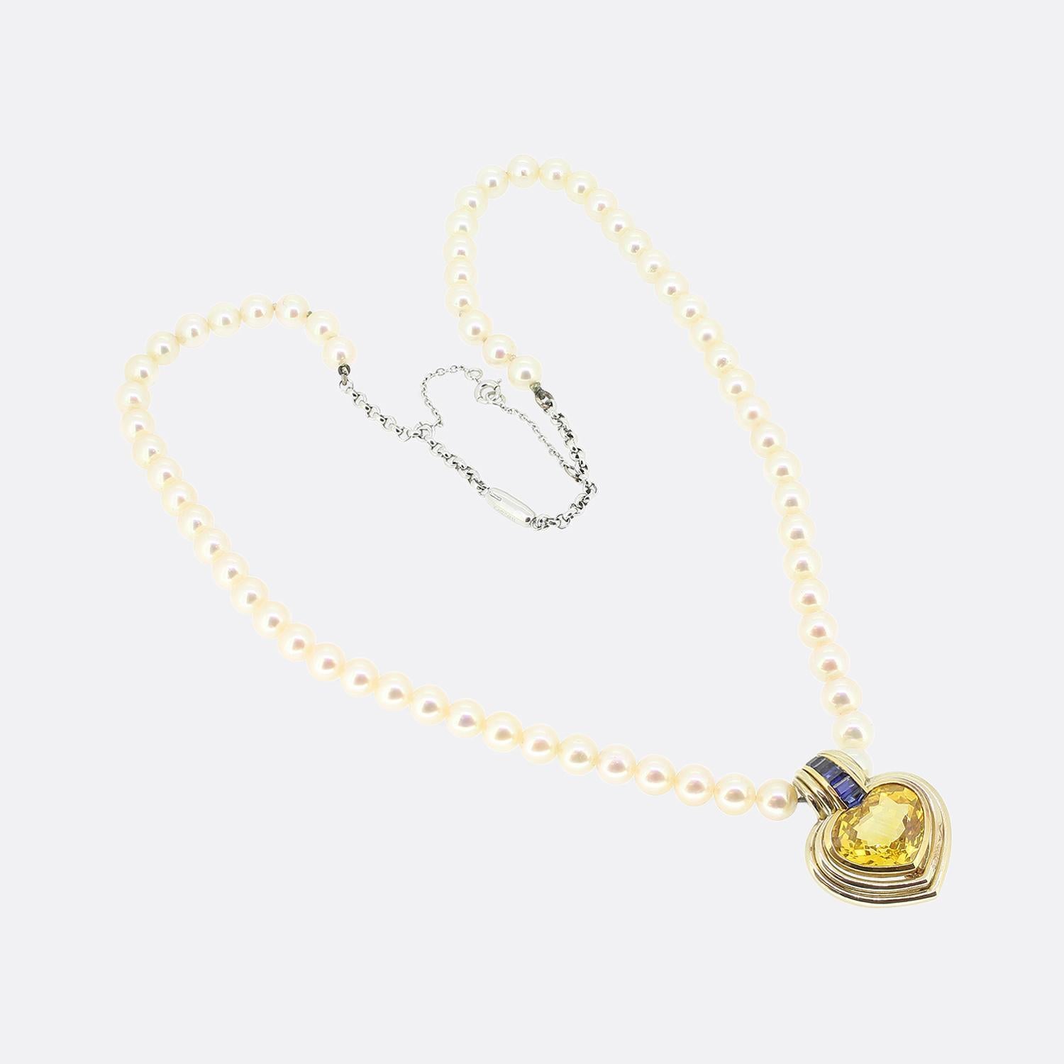Cuore Collana di zaffiri e perle Van Cleef & Arpels di André Vassort in vendita