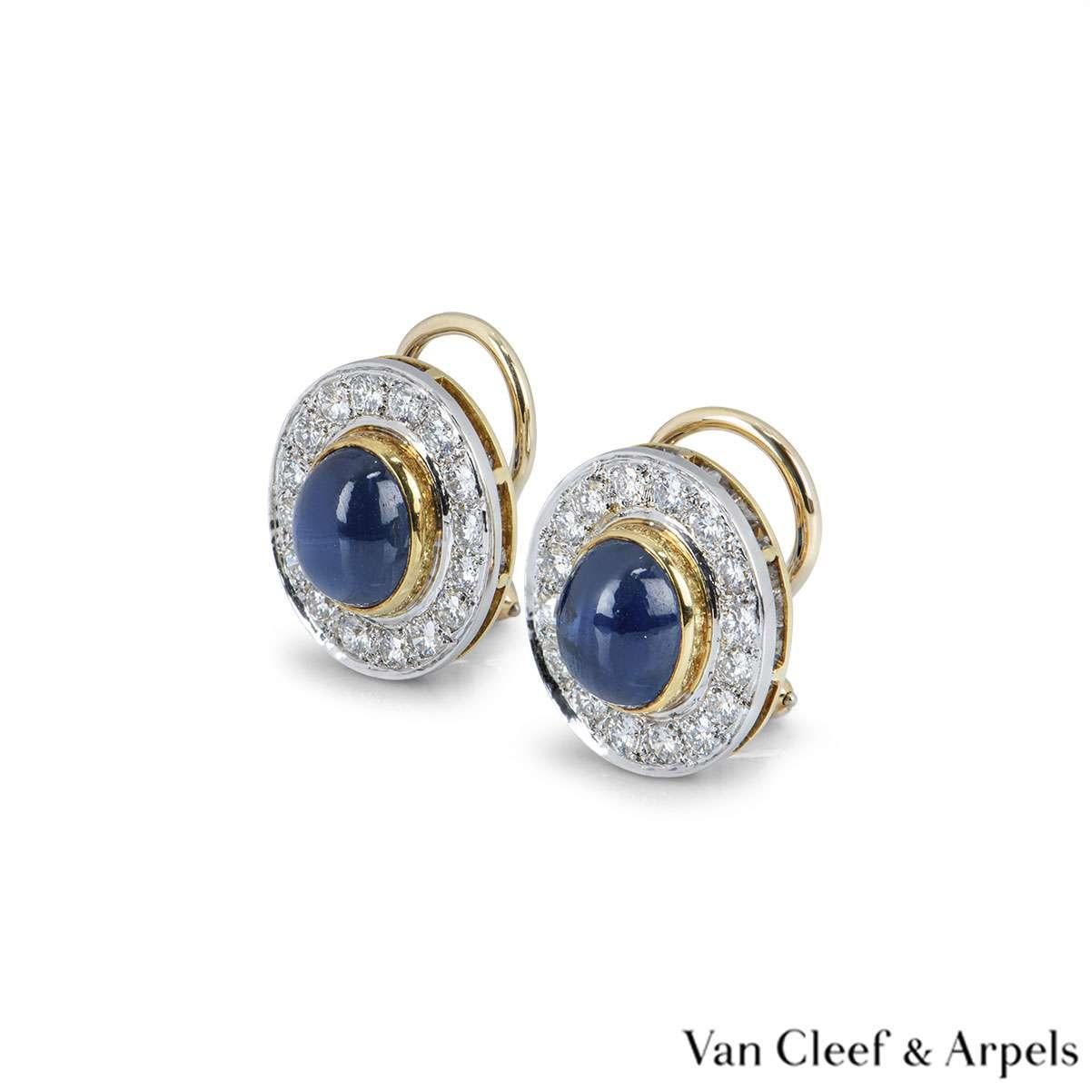 Round Cut Van Cleef & Arpels Sapphire and Diamond Clip Earrings