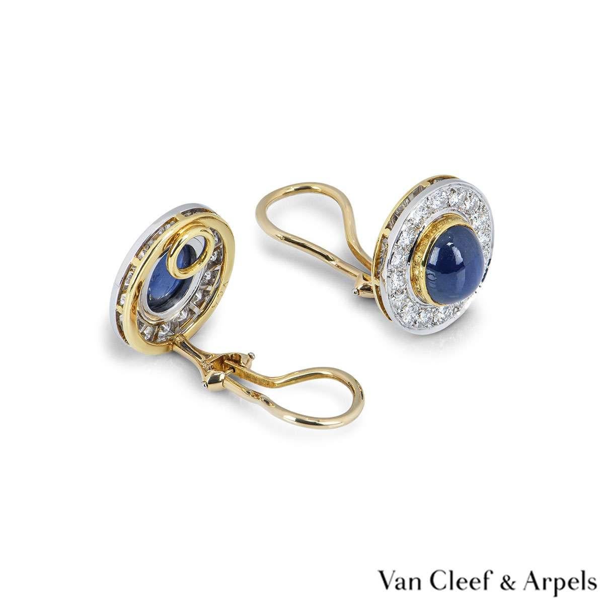 Van Cleef & Arpels Sapphire and Diamond Clip Earrings In Excellent Condition In London, GB