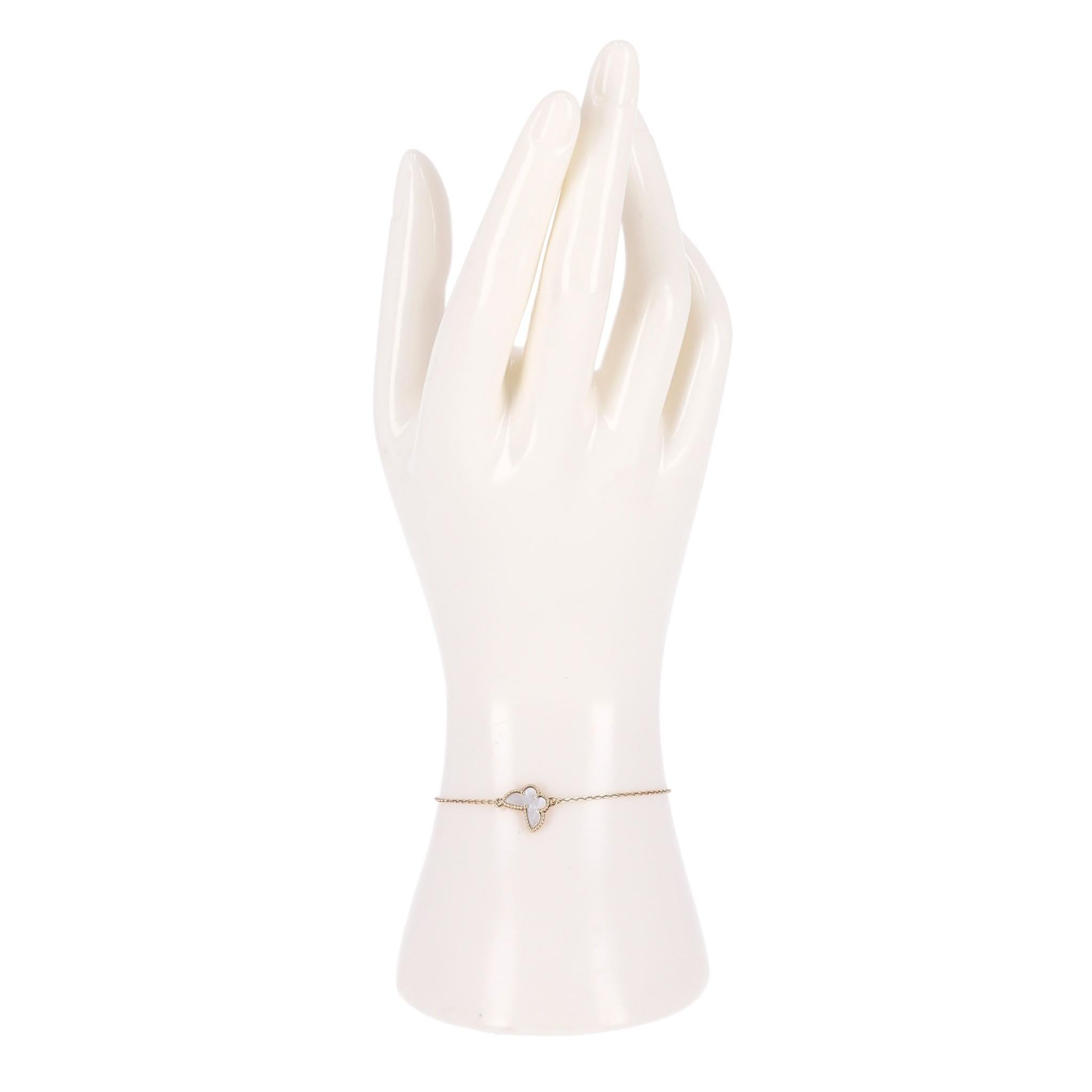 Women's Van Cleef & Arples Sweet Butterflies 18K Yellow Gold & Mother Of Pearl Bracelet